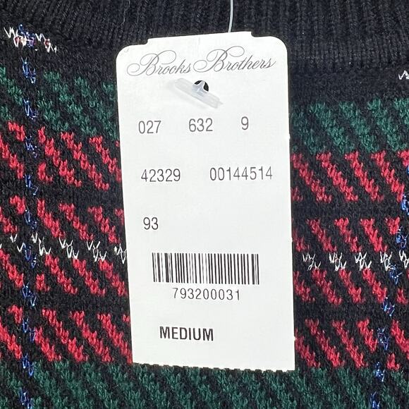 Brooks Brothers Plaid Wool blend Crewneck Holiday Sweater Size M NWT - Picture 9 of 10